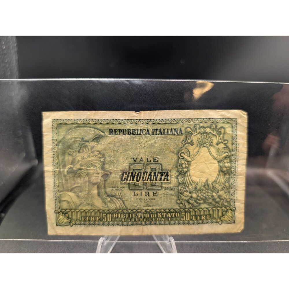 1951 Italy 50 Lire Vintage Biglietto di Stato Banknote Serial 2554 097715